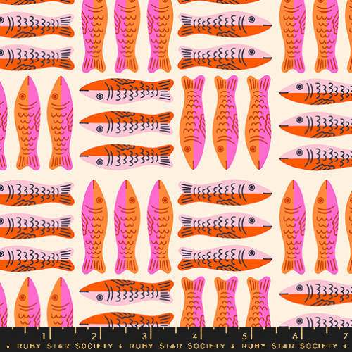Baumwolle Patchwork -  Alexia Abegg - Ruby Star Society - Ooh Lucky Lucky - Sardines Novelty Nature Fish